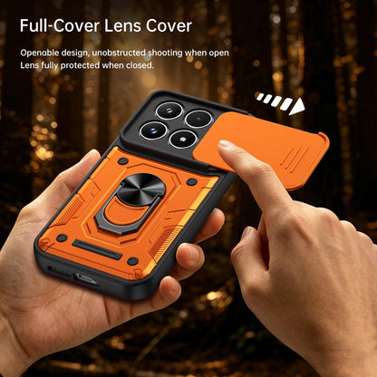 For Xiaomi 17 Nanshan Armor Sliding Camshield Ring Holder Phone Case - Orange - EDA009801801A