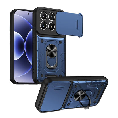 For Xiaomi 17 Nanshan Armor Sliding Camshield Ring Holder Phone Case - Blue - EDA009801801B