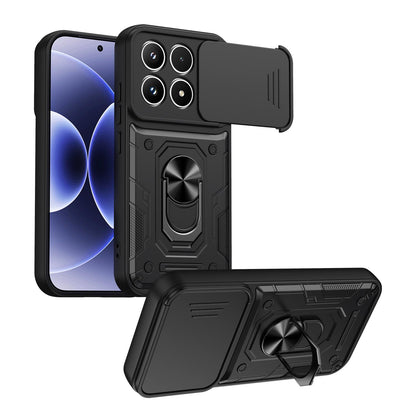 For Xiaomi 17 Nanshan Armor Sliding Camshield Ring Holder Phone Case - Black - EDA009801801C