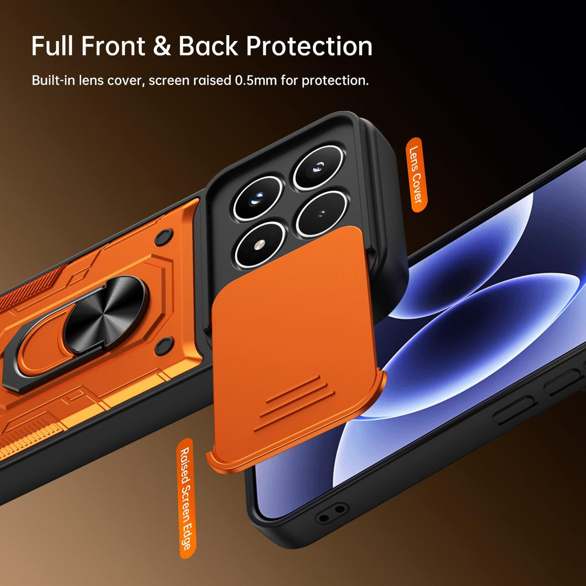For Xiaomi 17 Nanshan Armor Sliding Camshield Ring Holder Phone Case - Black - EDA009801801C