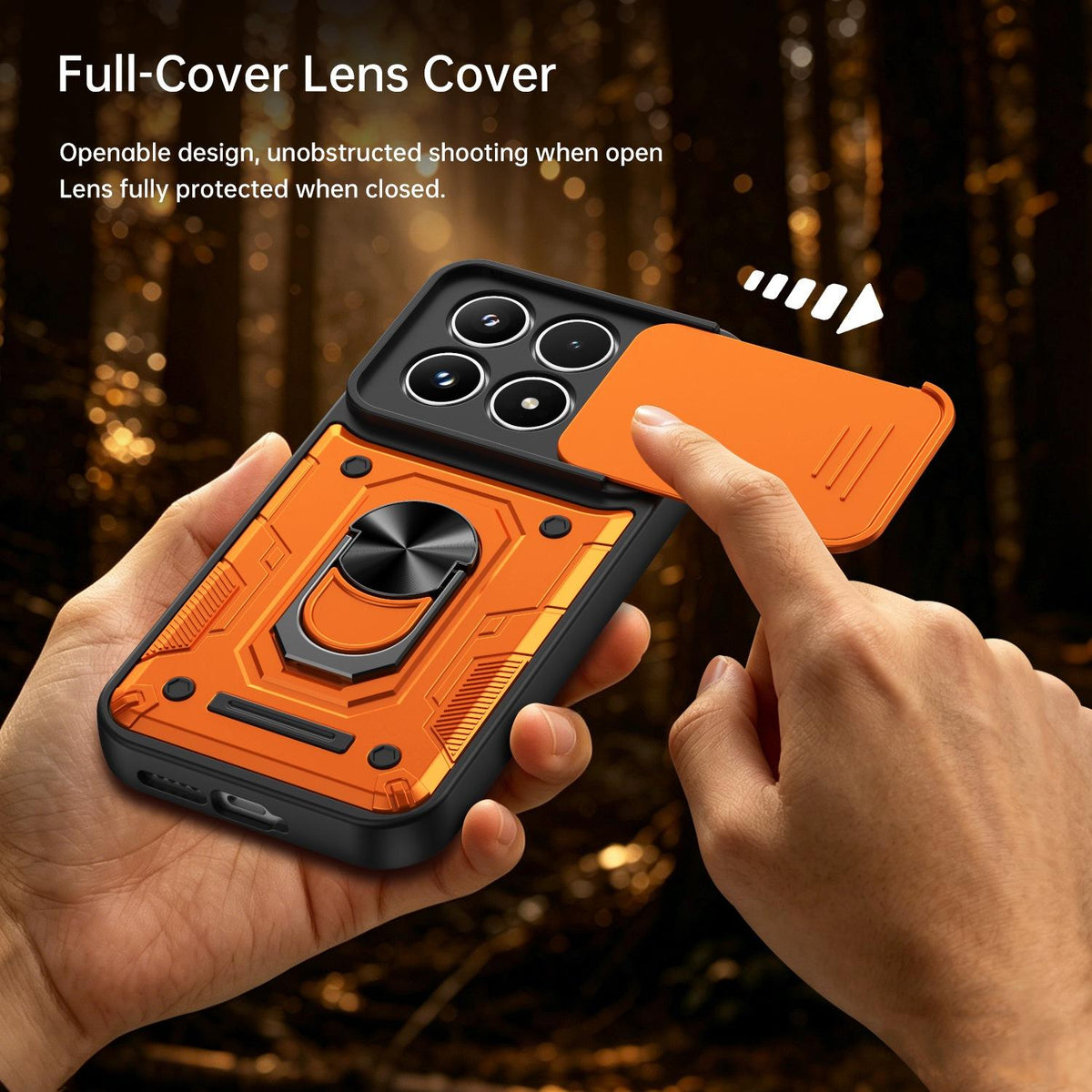 For Xiaomi 17 Nanshan Armor Sliding Camshield Ring Holder Phone Case - Red - EDA009801801D