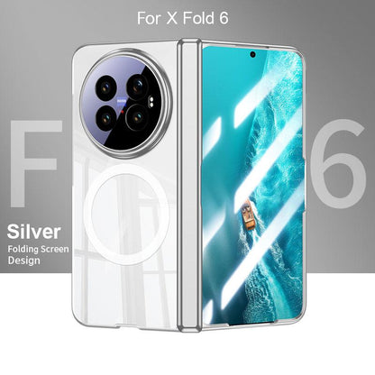 For vivo X Fold6 5G Electroplating Transparent Shockproof Magnetic Phone Case - Silver - EDA009803601A