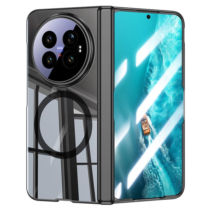 For vivo X Fold6 5G Electroplating Transparent Shockproof Magnetic Phone Case - Black - EDA009803601B