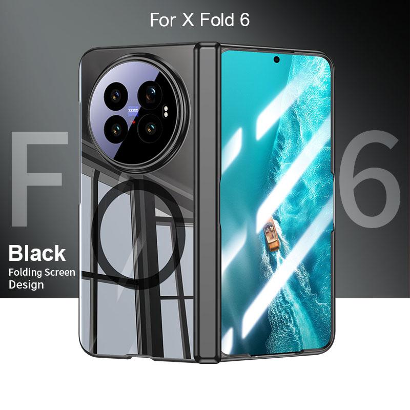 For vivo X Fold6 5G Electroplating Transparent Shockproof Magnetic Phone Case - Black - EDA009803601B