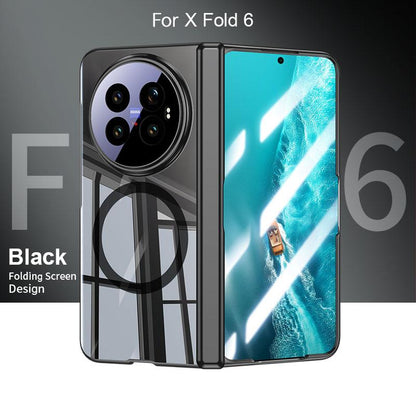 For vivo X Fold6 5G Electroplating Transparent Shockproof Magnetic Phone Case - Black - EDA009803601B