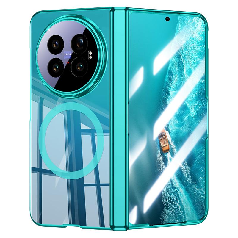 For vivo X Fold6 5G Electroplating Transparent Shockproof Magnetic Phone Case - Blue - EDA009803601C