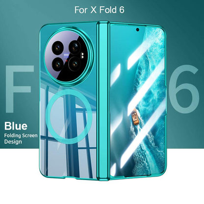 For vivo X Fold6 5G Electroplating Transparent Shockproof Magnetic Phone Case - Blue - EDA009803601C