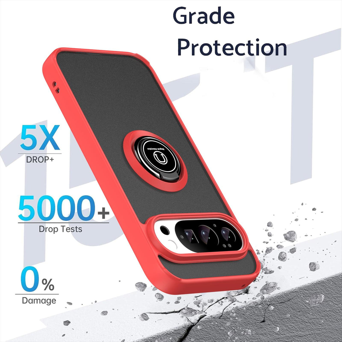 For Google Pixel 11 / 11 Pro Q Shadow 1 Series TPU + PC Phone Case with Ring - Red - EDA009803902A