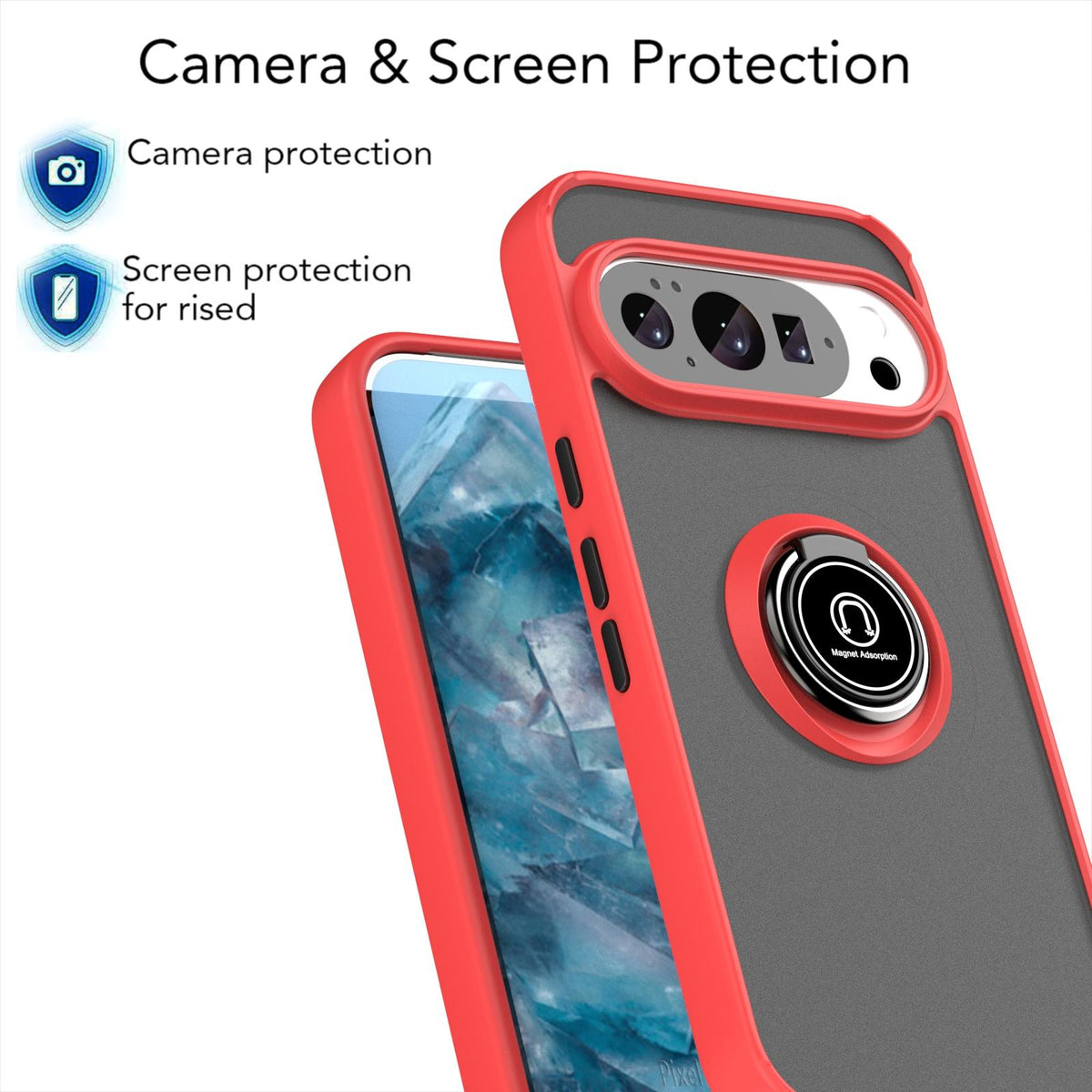 For Google Pixel 11 / 11 Pro Q Shadow 1 Series TPU + PC Phone Case with Ring - Red - EDA009803902A