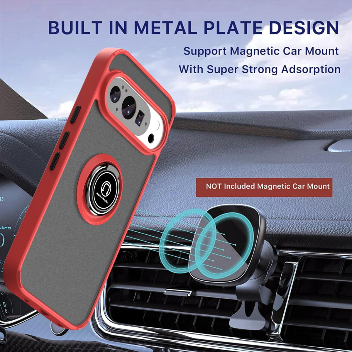 For Google Pixel 11 / 11 Pro Q Shadow 1 Series TPU + PC Phone Case with Ring - Red - EDA009803902A