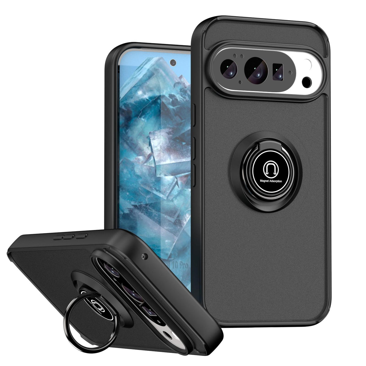 For Google Pixel 11 / 11 Pro Q Shadow 1 Series TPU + PC Phone Case with Ring - Black - EDA009803902B
