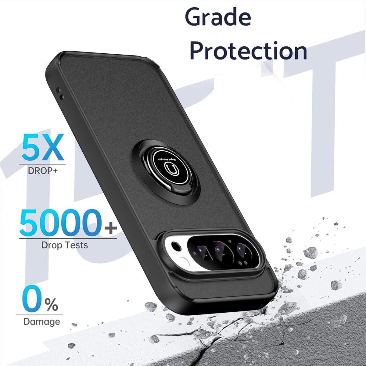 For Google Pixel 11 / 11 Pro Q Shadow 1 Series TPU + PC Phone Case with Ring - Black - EDA009803902B