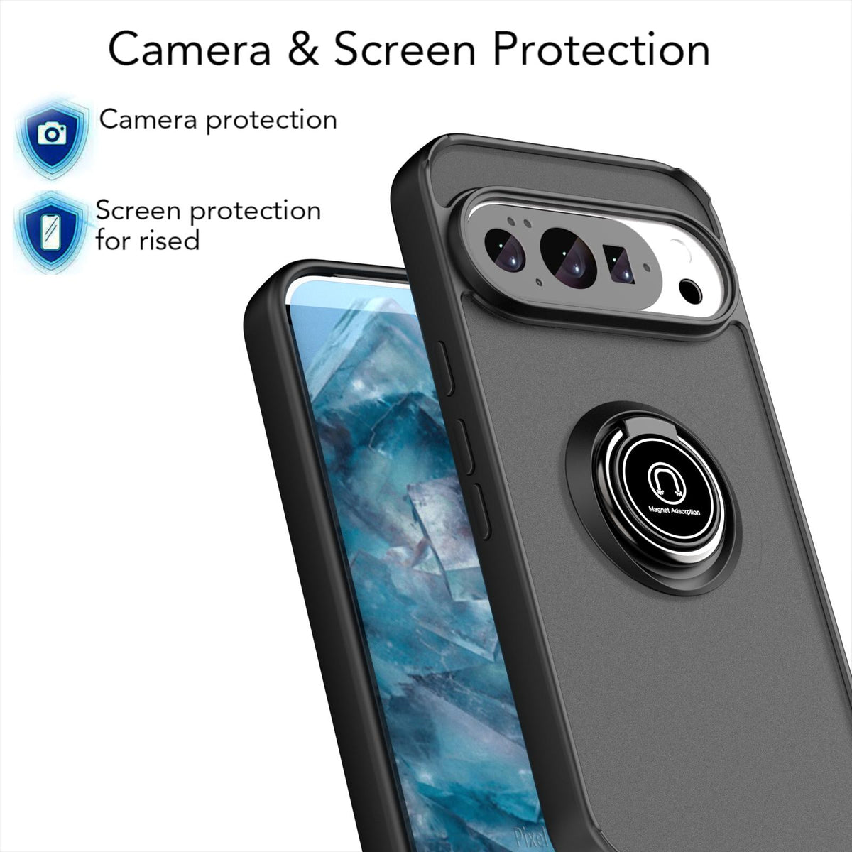 For Google Pixel 11 / 11 Pro Q Shadow 1 Series TPU + PC Phone Case with Ring - Black - EDA009803902B
