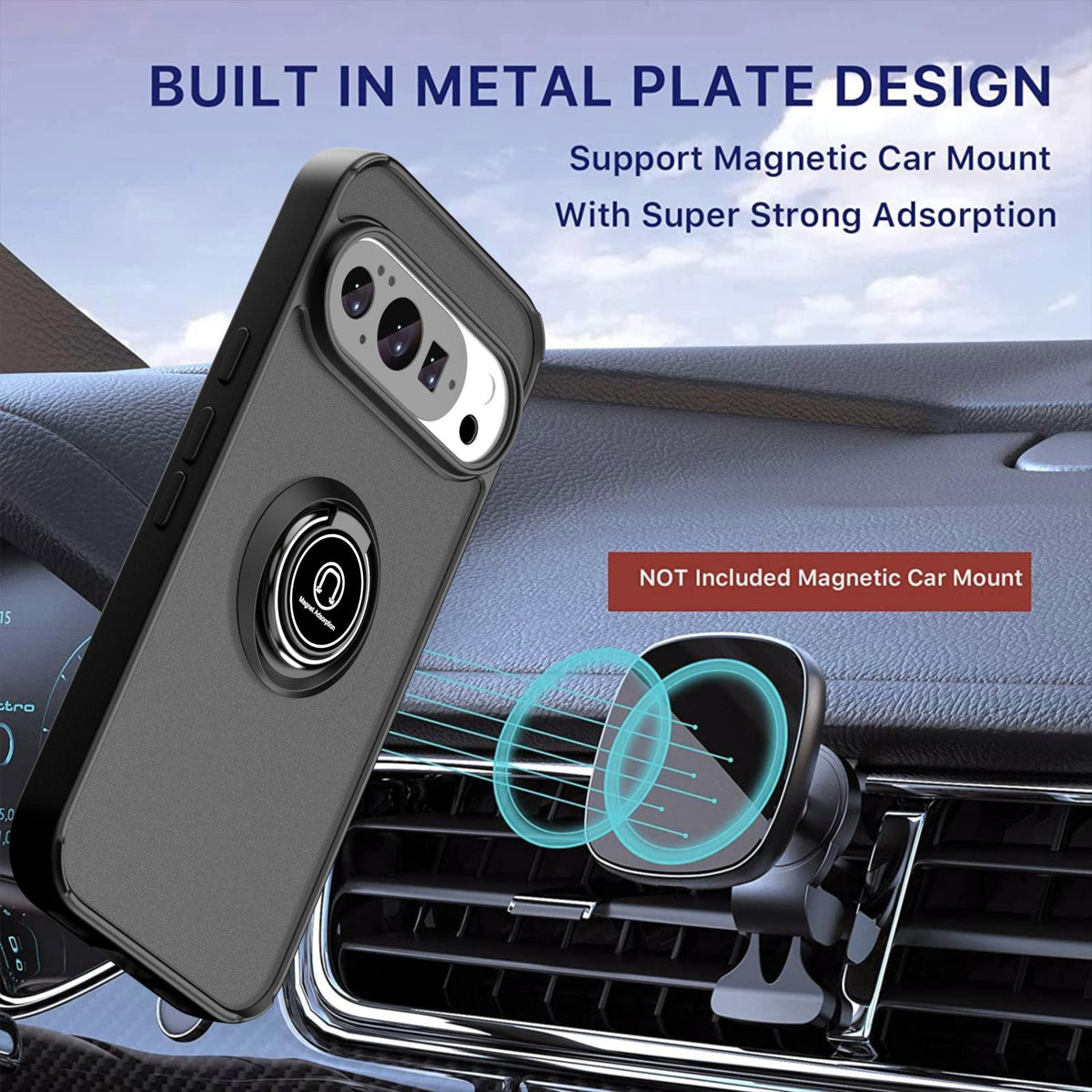 For Google Pixel 11 / 11 Pro Q Shadow 1 Series TPU + PC Phone Case with Ring - Black - EDA009803902B