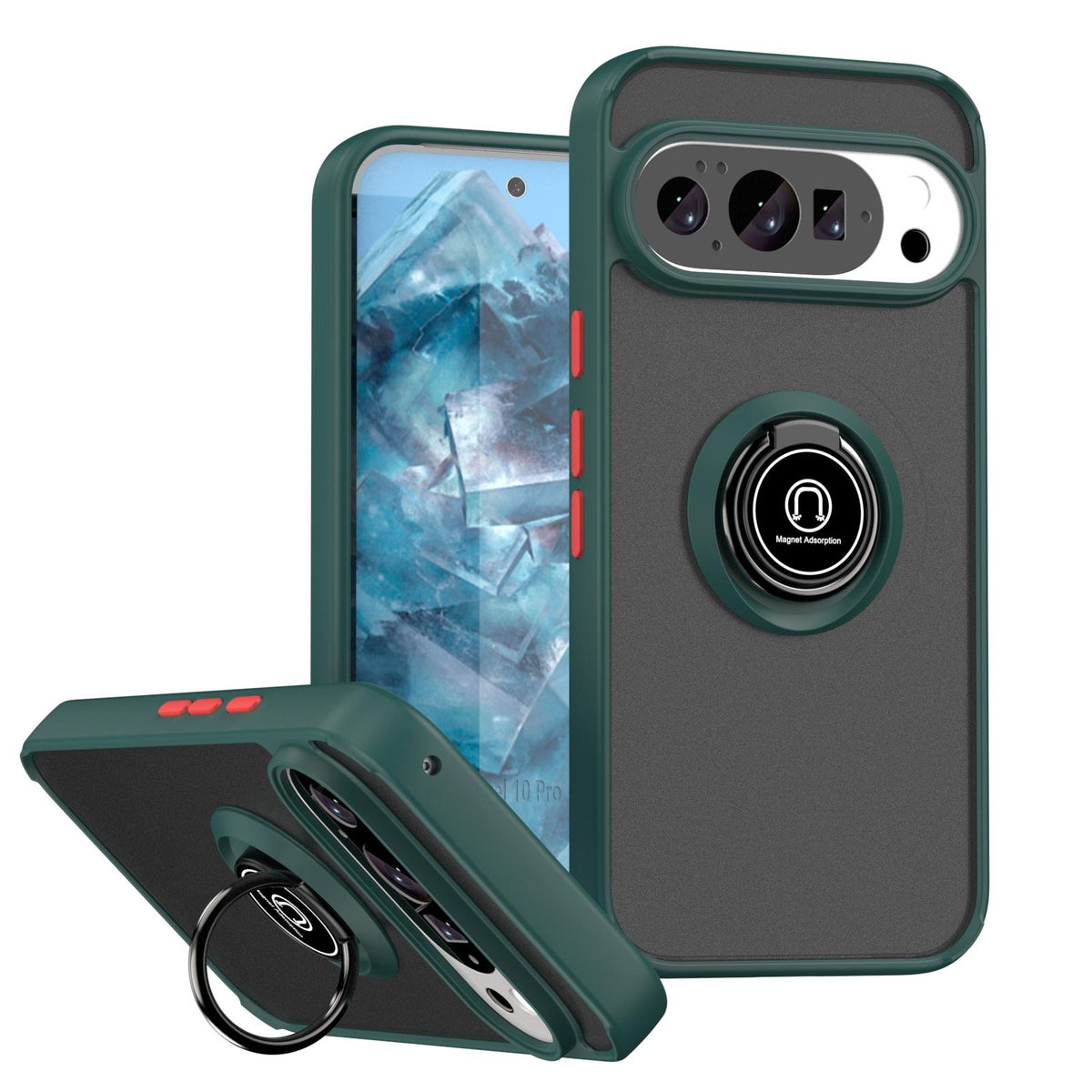 For Google Pixel 11 / 11 Pro Q Shadow 1 Series TPU + PC Phone Case with Ring - Dark Green - EDA009803902C