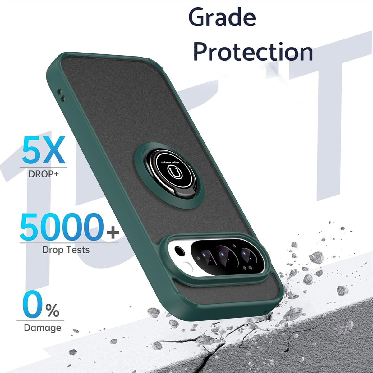 For Google Pixel 11 / 11 Pro Q Shadow 1 Series TPU + PC Phone Case with Ring - Dark Green - EDA009803902C