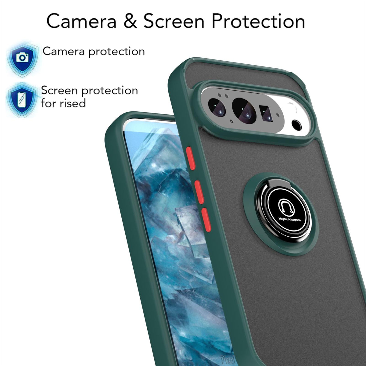 For Google Pixel 11 / 11 Pro Q Shadow 1 Series TPU + PC Phone Case with Ring - Dark Green - EDA009803902C