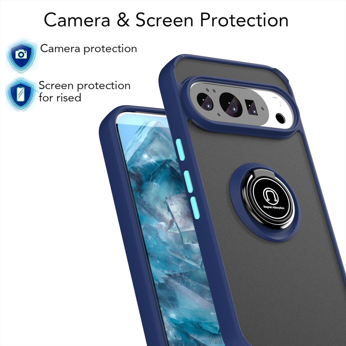 For Google Pixel 11 / 11 Pro Q Shadow 1 Series TPU + PC Phone Case with Ring - Royal Blue - EDA009803902D