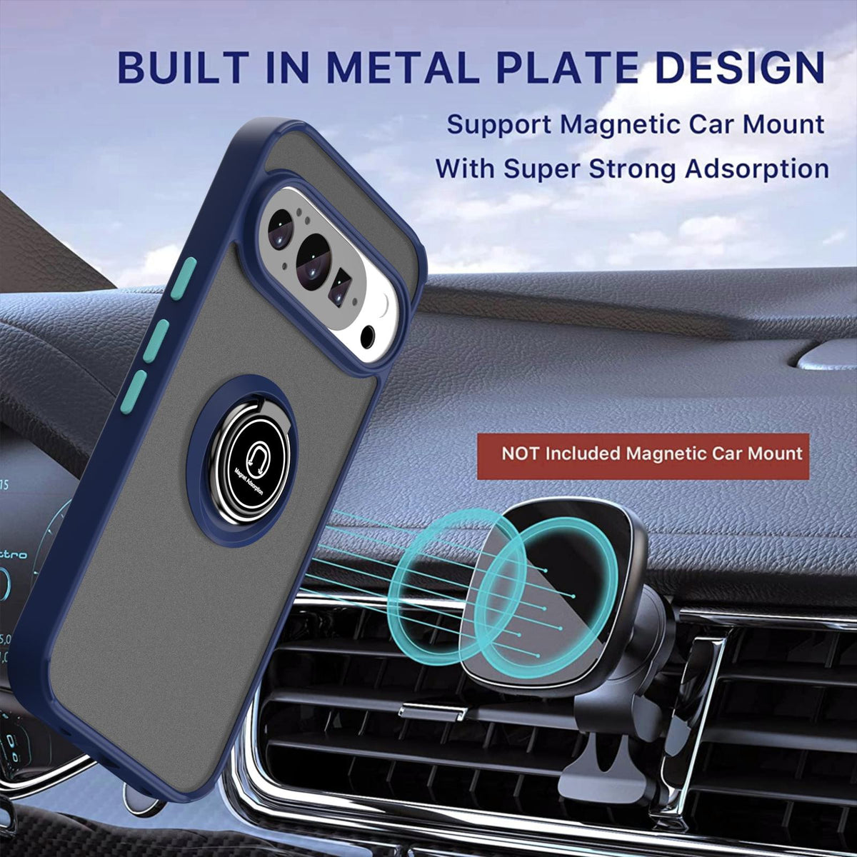 For Google Pixel 11 / 11 Pro Q Shadow 1 Series TPU + PC Phone Case with Ring - Royal Blue - EDA009803902D