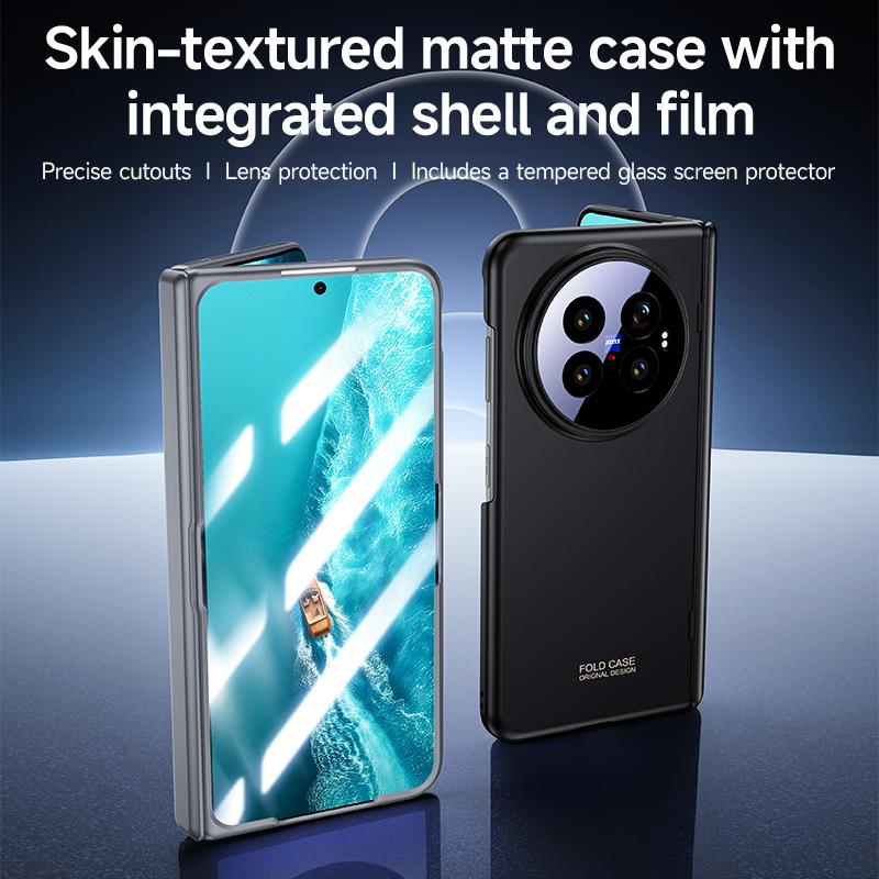 For vivo X Fold6 5G Skin Feel Frosted Spray-Coated PC Hinge Integrated Film Phone Case - Black - EDA009804001A