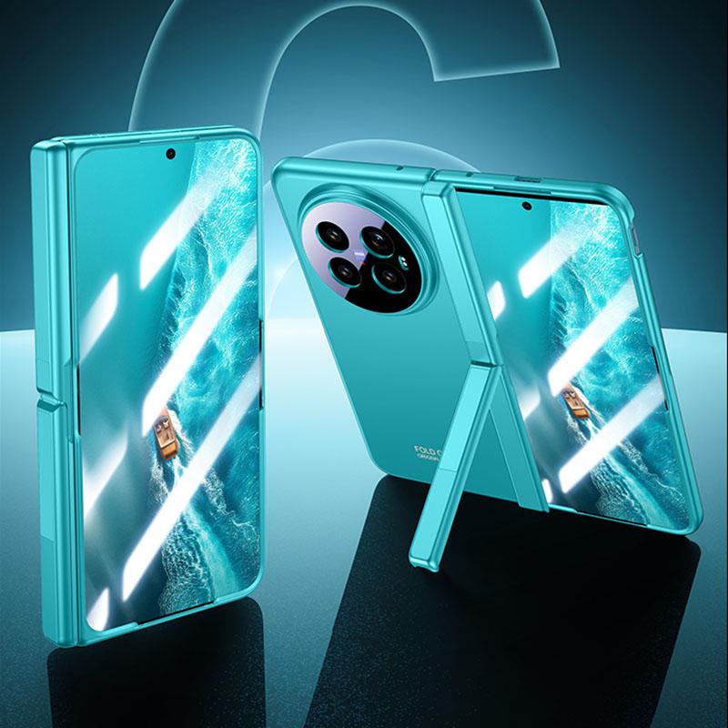 For vivo X Fold6 5G Skin Feel Frosted Spray-Coated PC Hinge Holder Integrated Film Phone Case - Blue - EDA009804101C
