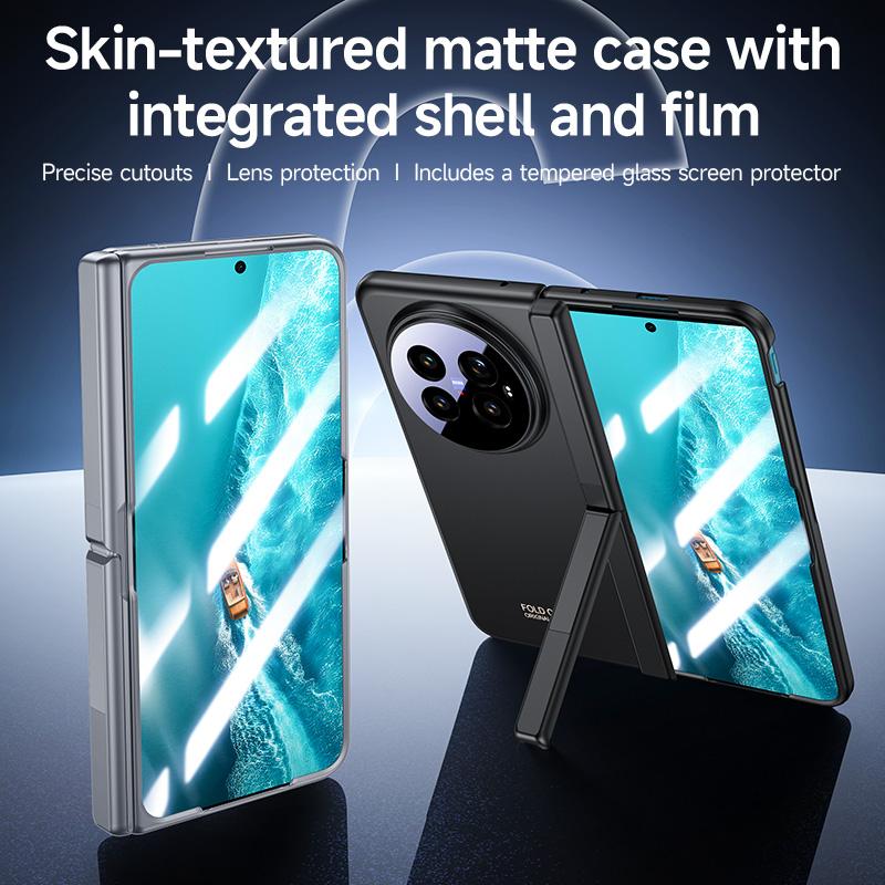 For vivo X Fold6 5G Skin Feel Frosted Spray-Coated PC Hinge Holder Integrated Film Phone Case - Blue - EDA009804101C