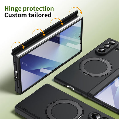 For Galaxy Z Fold8 Ultra 5G Rotation Magnetic Ring Holder Hinge Integrated Film Phone Case - Black - EDA009804302A