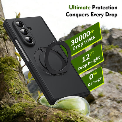 For Galaxy Z Fold8 Ultra 5G Rotation Magnetic Ring Holder Hinge Integrated Film Phone Case - Black - EDA009804302A