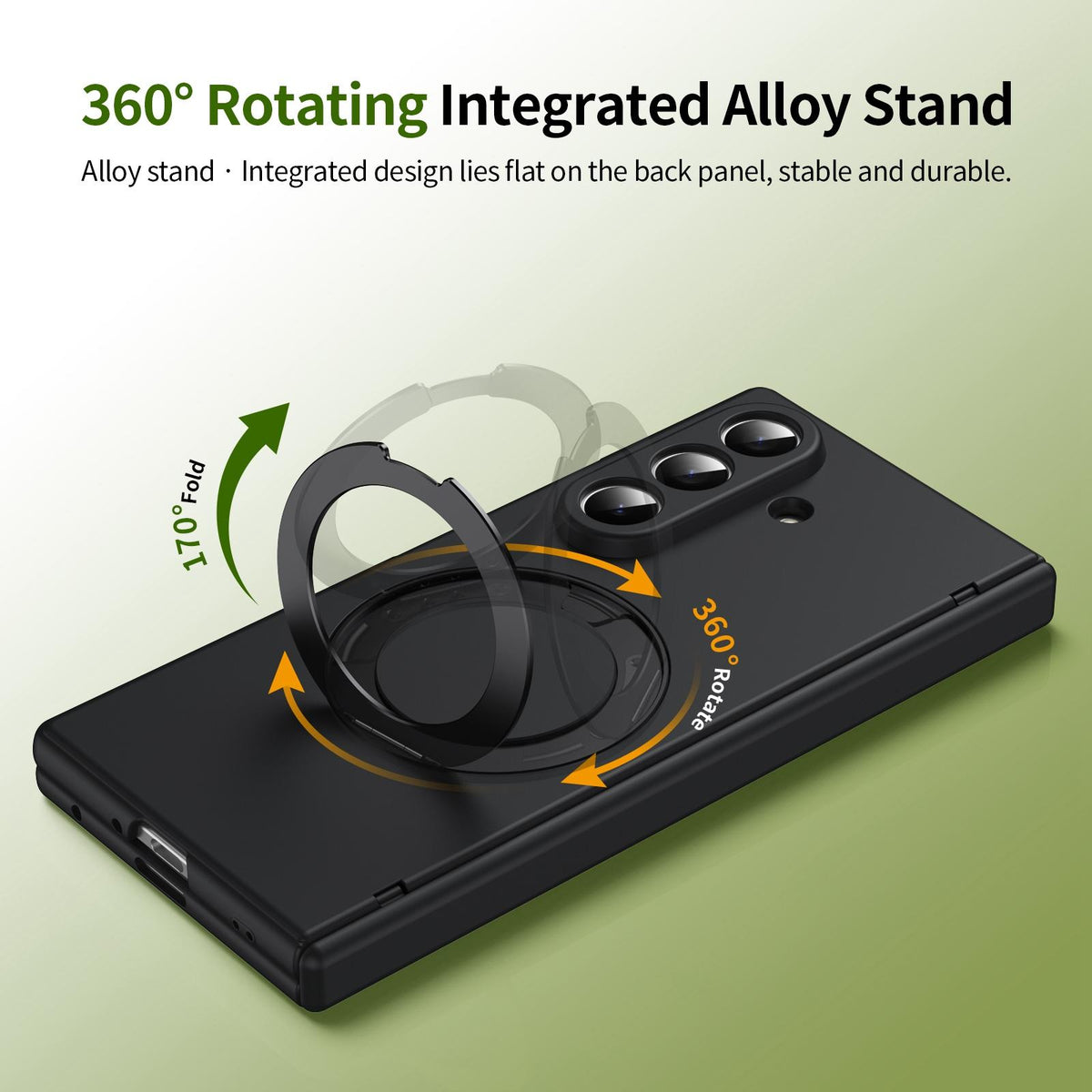 For Galaxy Z Fold8 Ultra 5G Rotation Magnetic Ring Holder Hinge Integrated Film Phone Case - Black - EDA009804302A