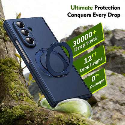 For Galaxy Z Fold8 Ultra 5G Rotation Magnetic Ring Holder Hinge Integrated Film Phone Case - Blue - EDA009804302B