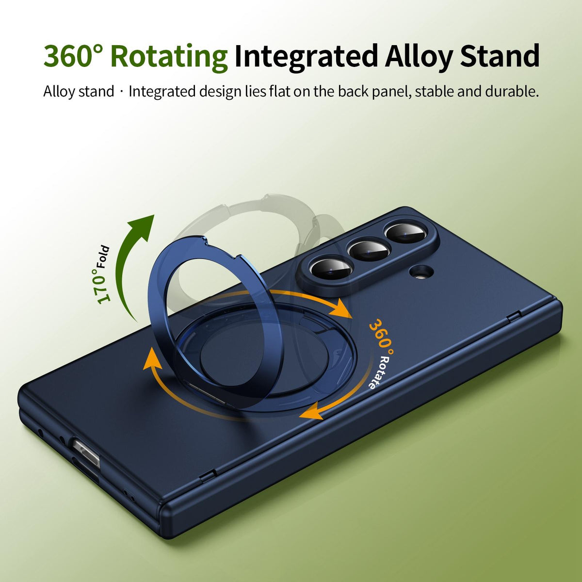 For Galaxy Z Fold8 Ultra 5G Rotation Magnetic Ring Holder Hinge Integrated Film Phone Case - Blue - EDA009804302B
