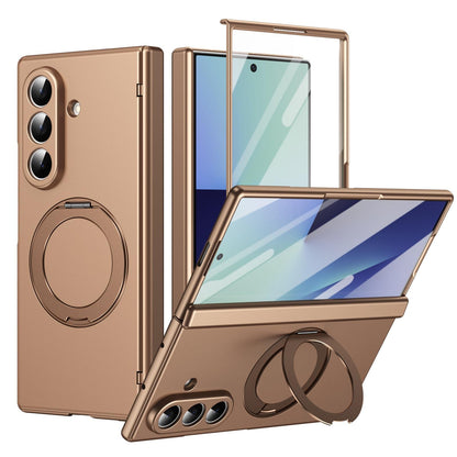 For Galaxy Z Fold8 Ultra 5G Rotation Magnetic Ring Holder Hinge Integrated Film Phone Case - Gold - EDA009804302C