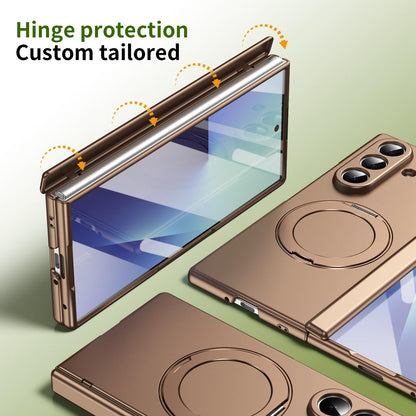 For Galaxy Z Fold8 Ultra 5G Rotation Magnetic Ring Holder Hinge Integrated Film Phone Case - Gold - EDA009804302C