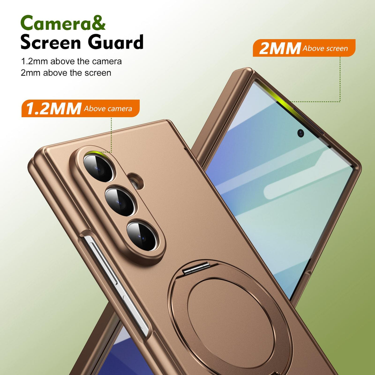 For Galaxy Z Fold8 Ultra 5G Rotation Magnetic Ring Holder Hinge Integrated Film Phone Case - Gold - EDA009804302C