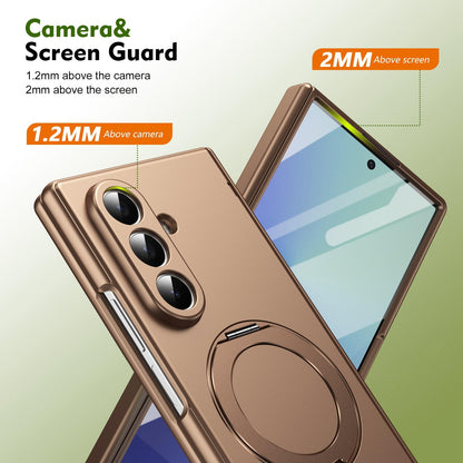For Galaxy Z Fold8 Ultra 5G Rotation Magnetic Ring Holder Hinge Integrated Film Phone Case - Gold - EDA009804302C
