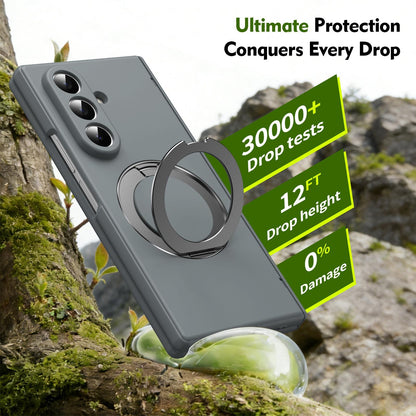 For Galaxy Z Fold8 Ultra 5G Rotation Magnetic Ring Holder Hinge Integrated Film Phone Case - Grey - EDA009804302D