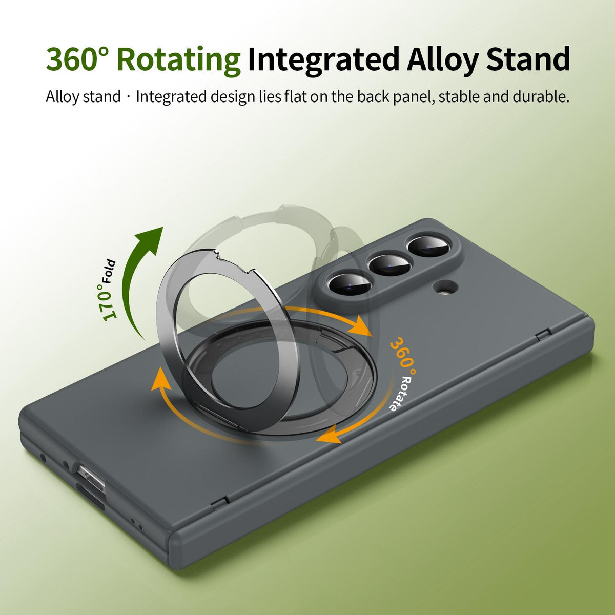For Galaxy Z Fold8 Ultra 5G Rotation Magnetic Ring Holder Hinge Integrated Film Phone Case - Grey - EDA009804302D