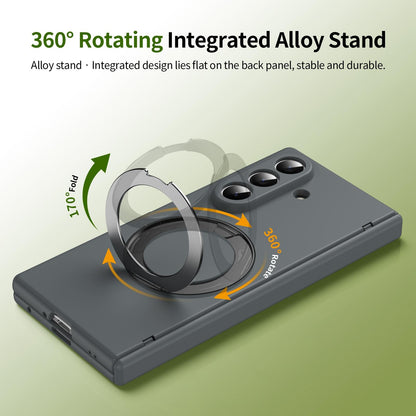 For Galaxy Z Fold8 Ultra 5G Rotation Magnetic Ring Holder Hinge Integrated Film Phone Case - Grey - EDA009804302D