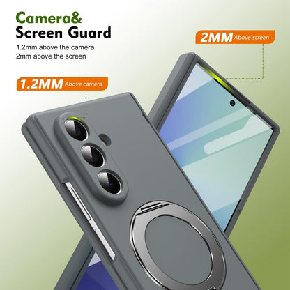 For Galaxy Z Fold8 Ultra 5G Rotation Magnetic Ring Holder Hinge Integrated Film Phone Case - Grey - EDA009804302D