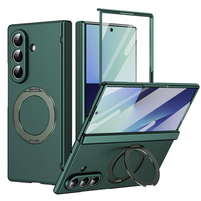 For Galaxy Z Fold8 Ultra 5G Rotation Magnetic Ring Holder Hinge Integrated Film Phone Case - Green - EDA009804302E