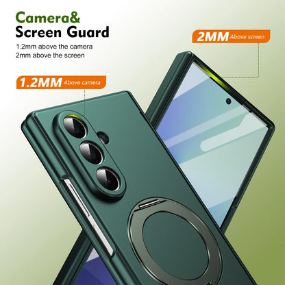For Galaxy Z Fold8 Ultra 5G Rotation Magnetic Ring Holder Hinge Integrated Film Phone Case - Green - EDA009804302E