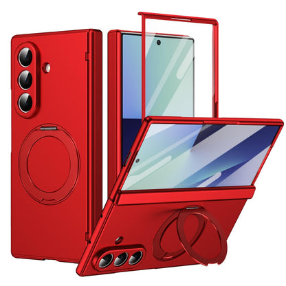 For Galaxy Z Fold8 Ultra 5G Rotation Magnetic Ring Holder Hinge Integrated Film Phone Case - Red - EDA009804302F
