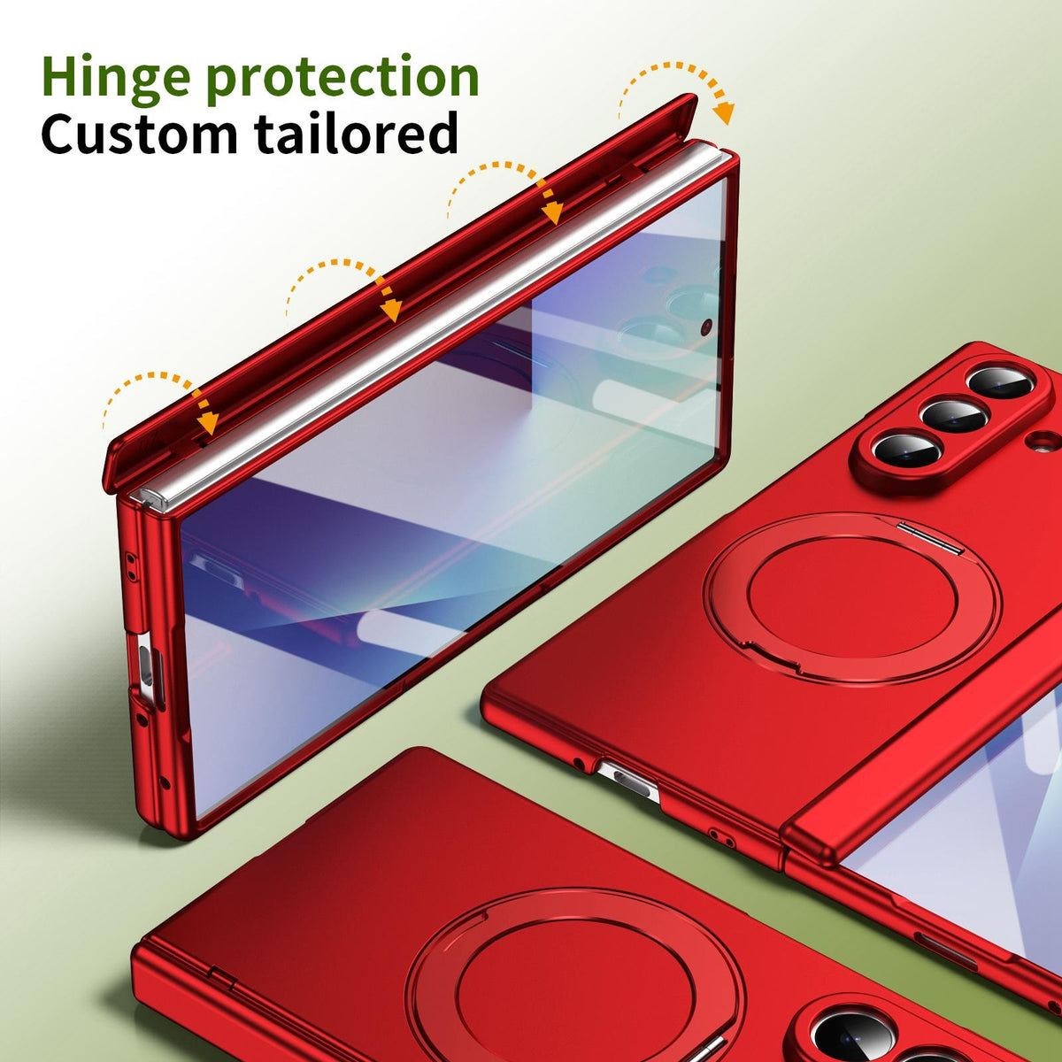 For Galaxy Z Fold8 Ultra 5G Rotation Magnetic Ring Holder Hinge Integrated Film Phone Case - Red - EDA009804302F