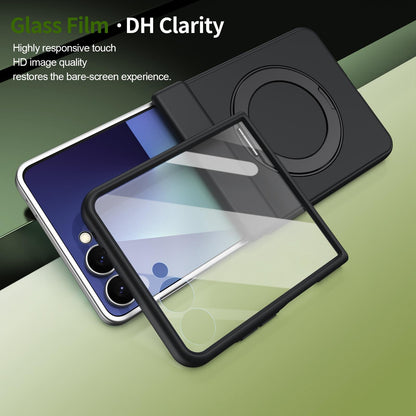 For Galaxy Z Flip8 5G Rotation Magnetic Ring Holder Hinge Integrated Film Phone Case - Black - EDA009804303A