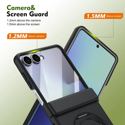 For Galaxy Z Flip8 5G Rotation Magnetic Ring Holder Hinge Integrated Film Phone Case - Black - EDA009804303A