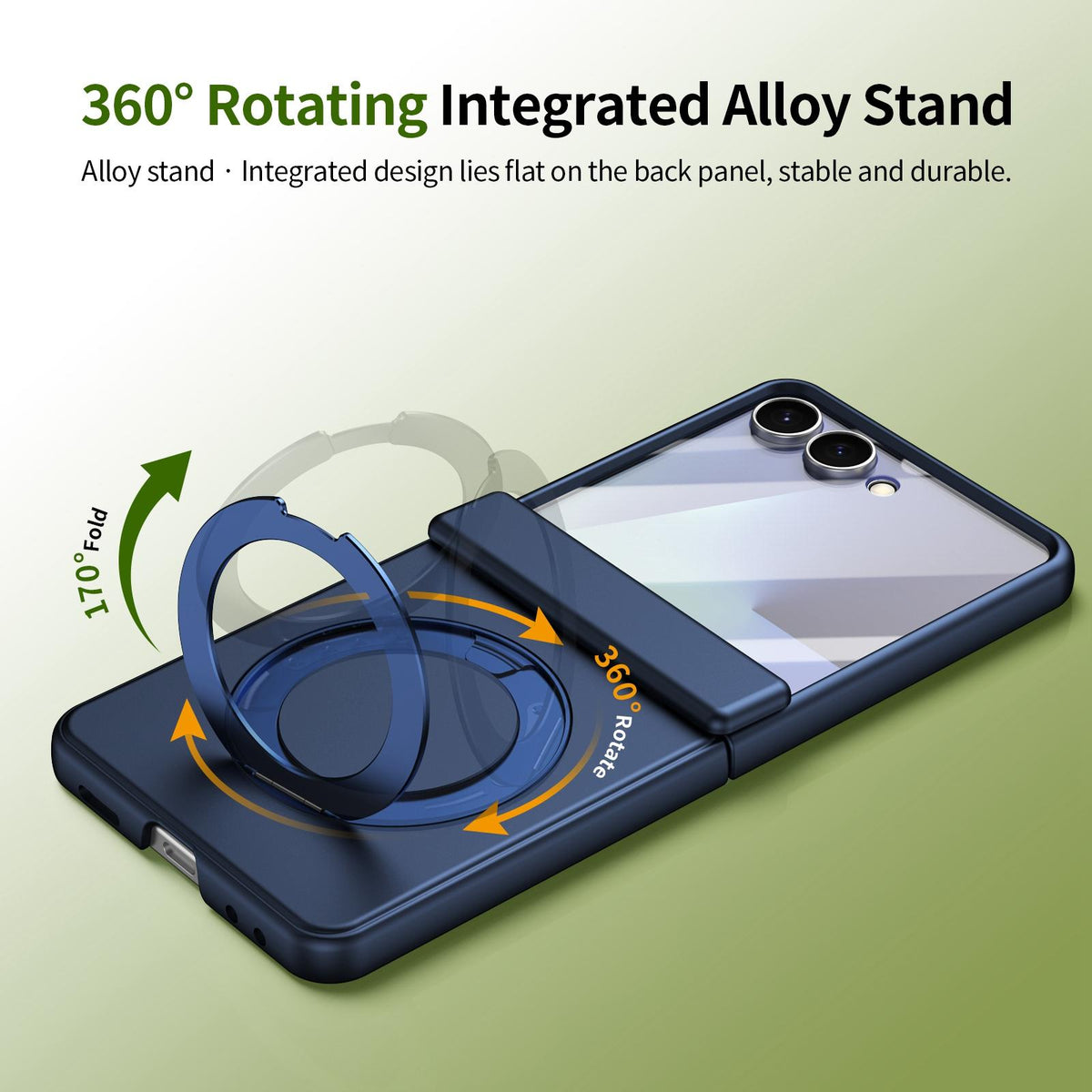 For Galaxy Z Flip8 5G Rotation Magnetic Ring Holder Hinge Integrated Film Phone Case - Blue - EDA009804303B