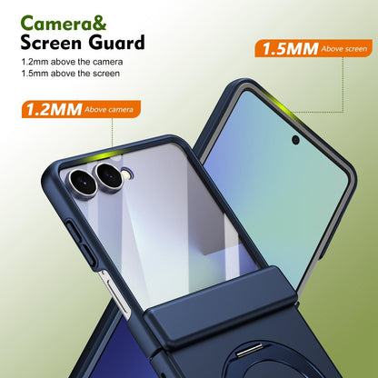 For Galaxy Z Flip8 5G Rotation Magnetic Ring Holder Hinge Integrated Film Phone Case - Blue - EDA009804303B