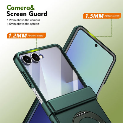 For Galaxy Z Flip8 5G Rotation Magnetic Ring Holder Hinge Integrated Film Phone Case - Green - EDA009804303E