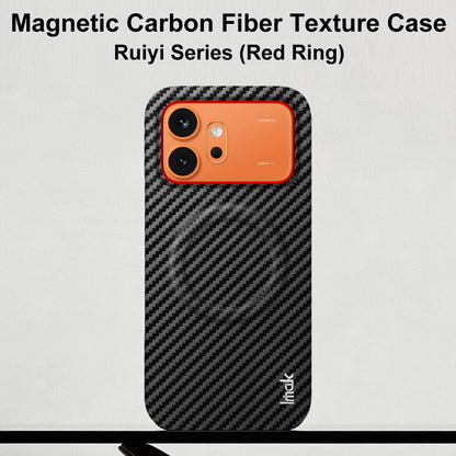 For Honor 600 Global / 600 Pro Global imak Ruiyi Series Red Ring Carbon Fiber Texture Magnetic Phone Case - Black - EDA009804901A