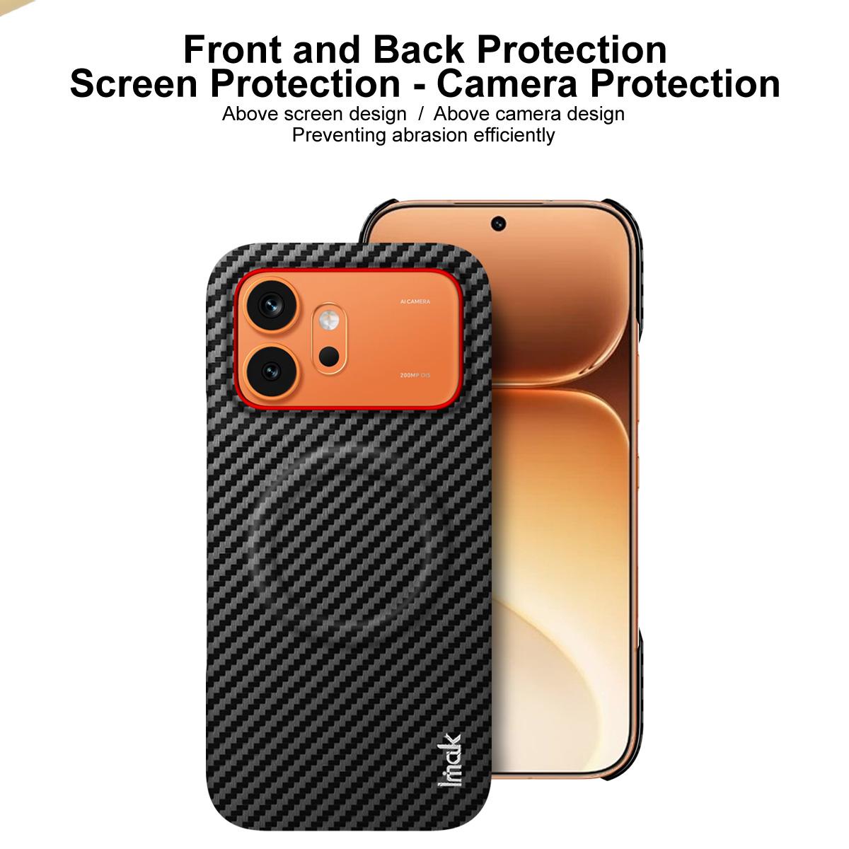 For Honor 600 Global / 600 Pro Global imak Ruiyi Series Red Ring Carbon Fiber Texture Magnetic Phone Case - Black - EDA009804901A